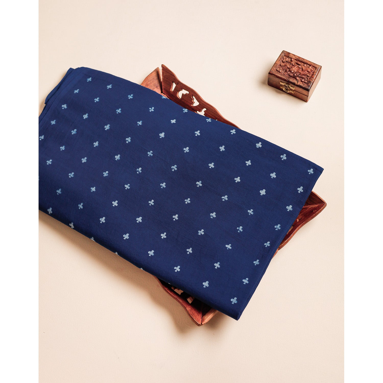 COTTON INDIGO HANDBLOCK PRINTED FABRIC