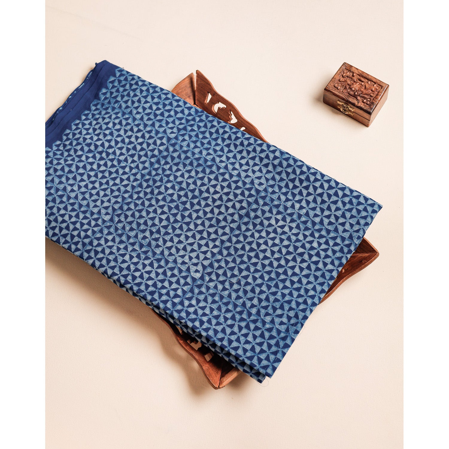COTTON INDIGO HANDBLOCK PRINTED FABRIC