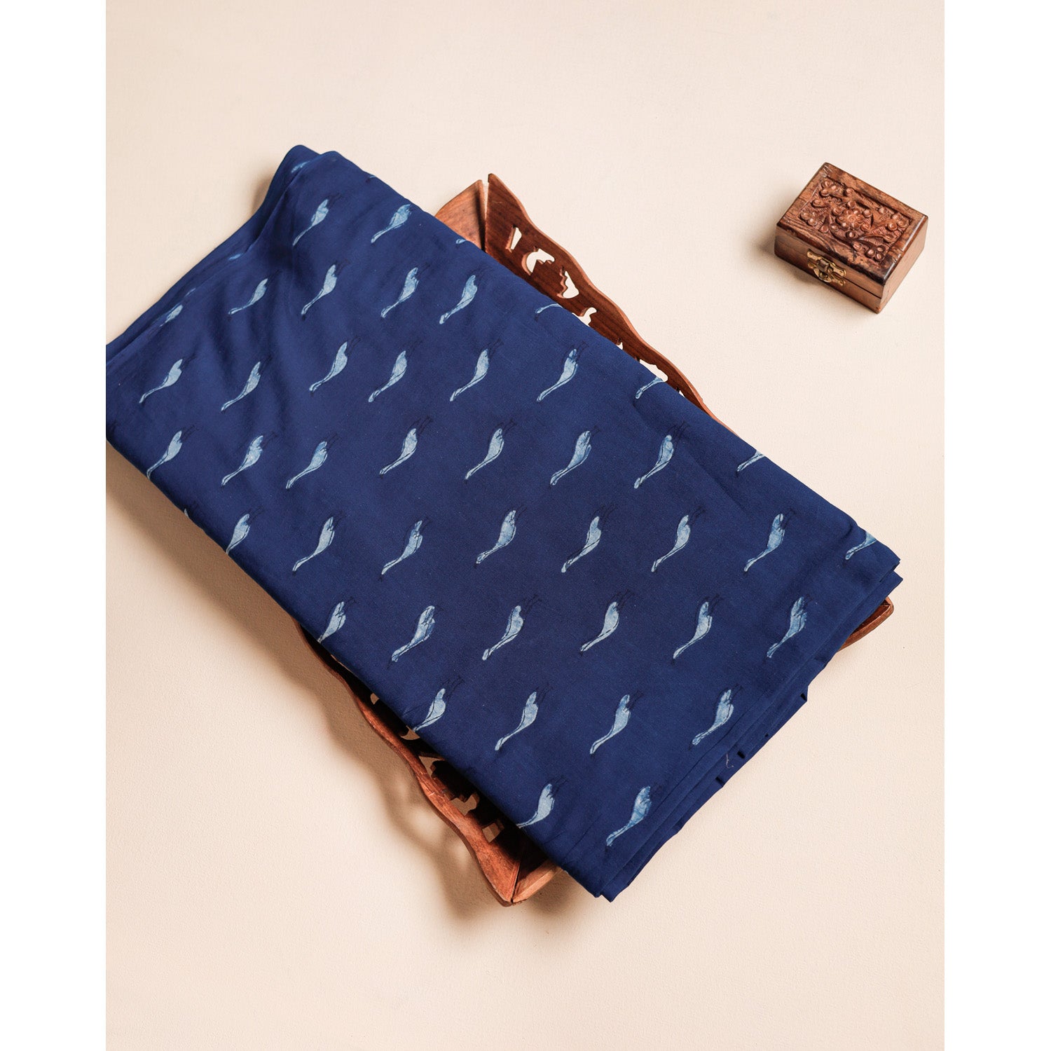 COTTON INDIGO HANDBLOCK PRINTED FABRIC