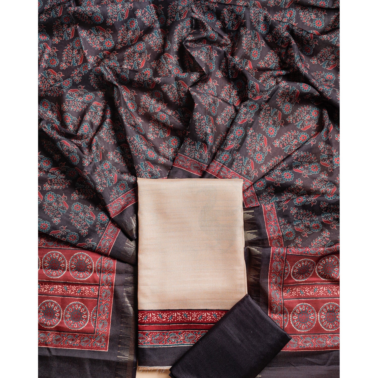 SEMI TUSSAR PRINTED SUIT SET