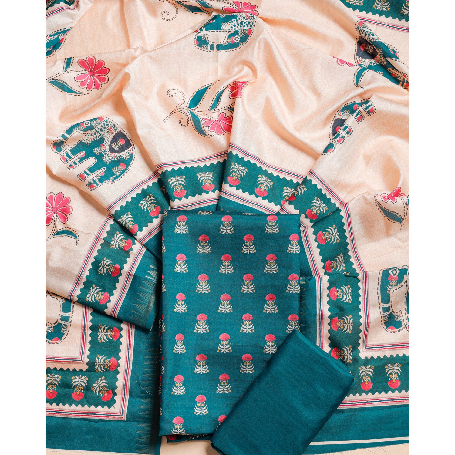 SEMI TUSSAR PRINTED SUIT SET