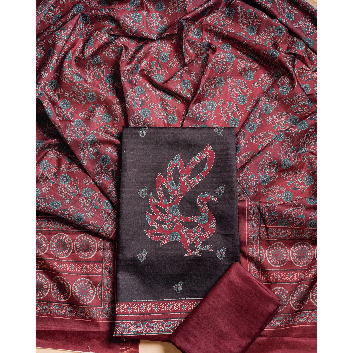 SEMI TUSSAR PRINTED SUIT SET