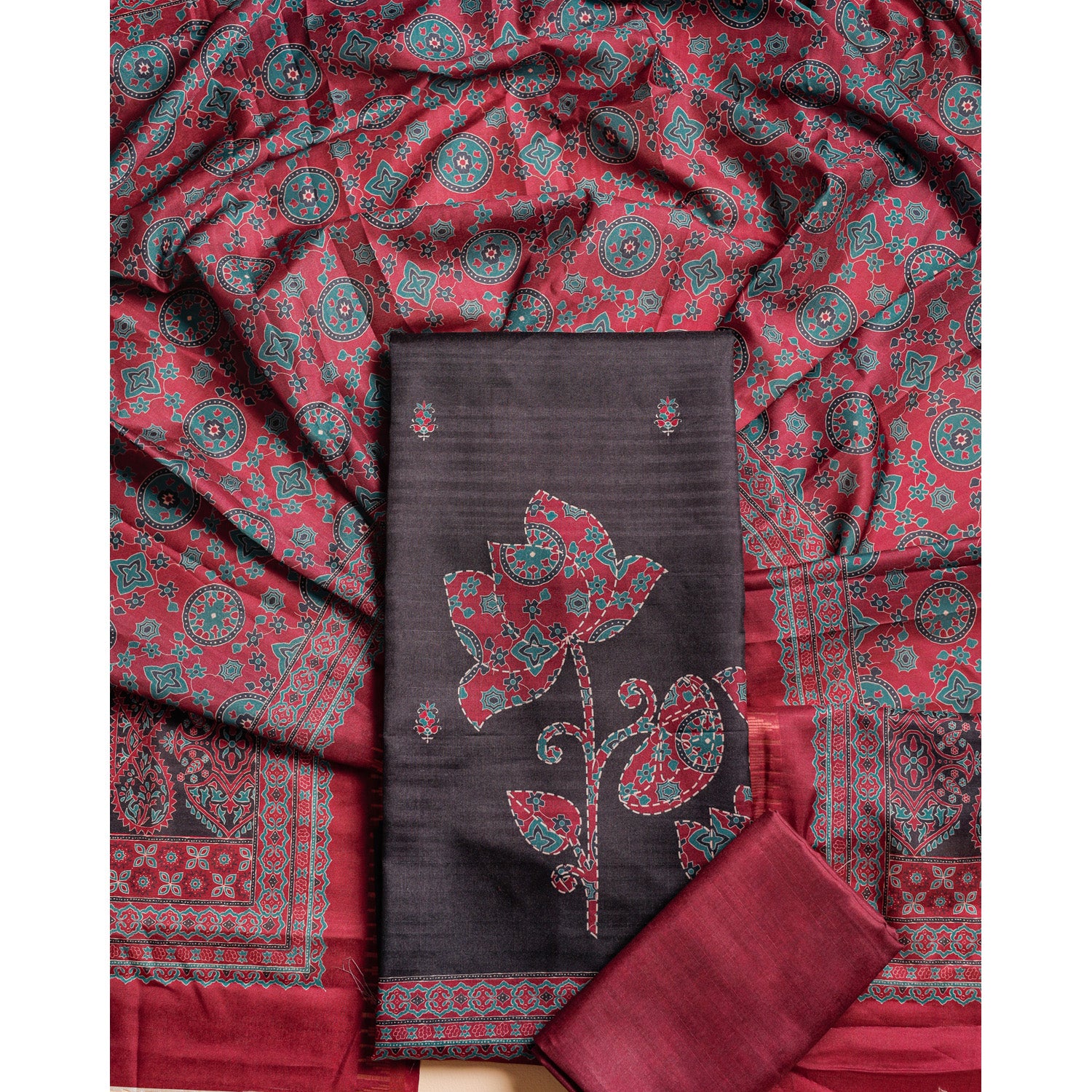 SEMI TUSSAR PRINTED SUIT SET