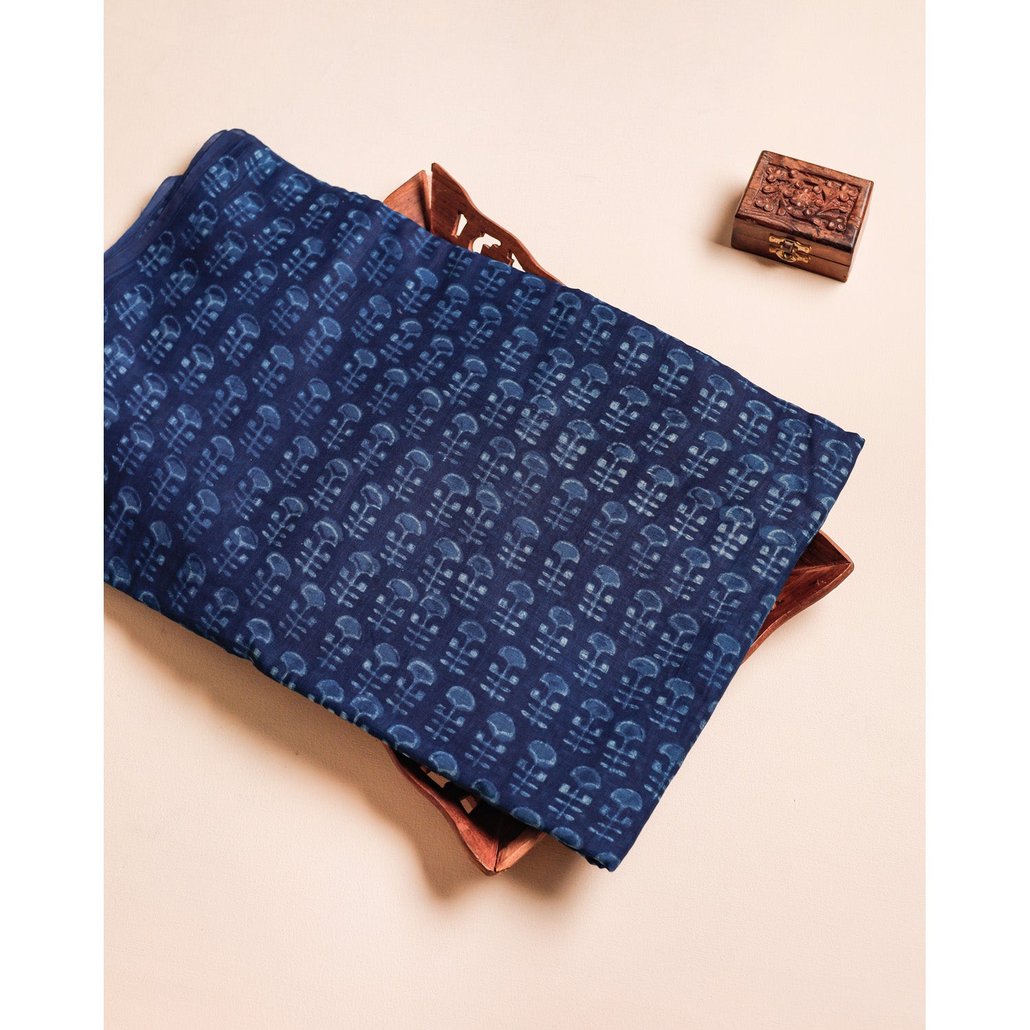 PURE MUL CHANDERI HANDBLOCK PRINTED FABRIC