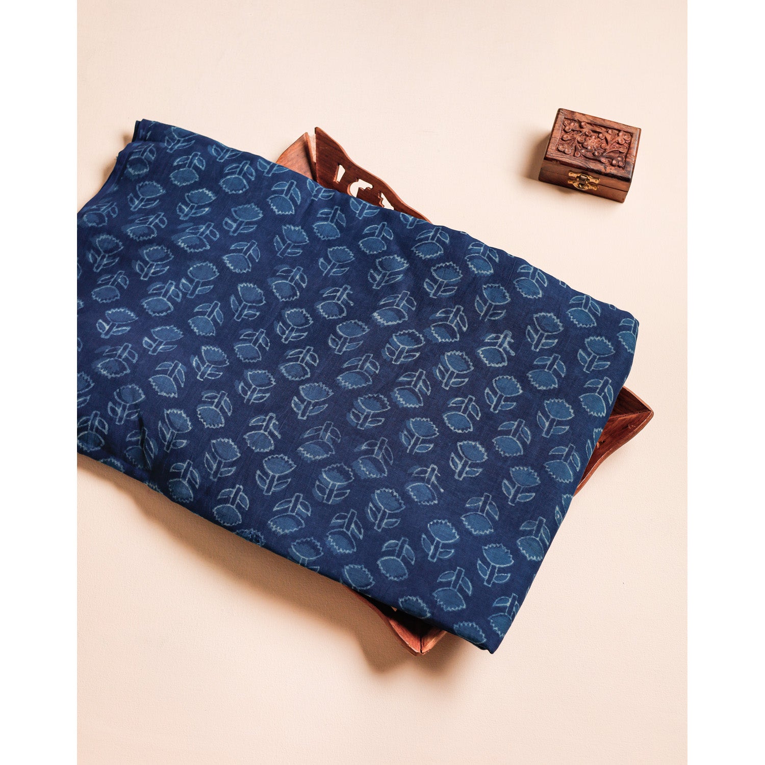 PURE MUL CHANDERI HANDBLOCK PRINTED FABRIC