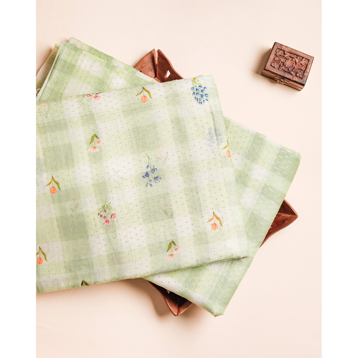 PURE BANARASI WOVEN CHANDERI PRINTED FABRICS