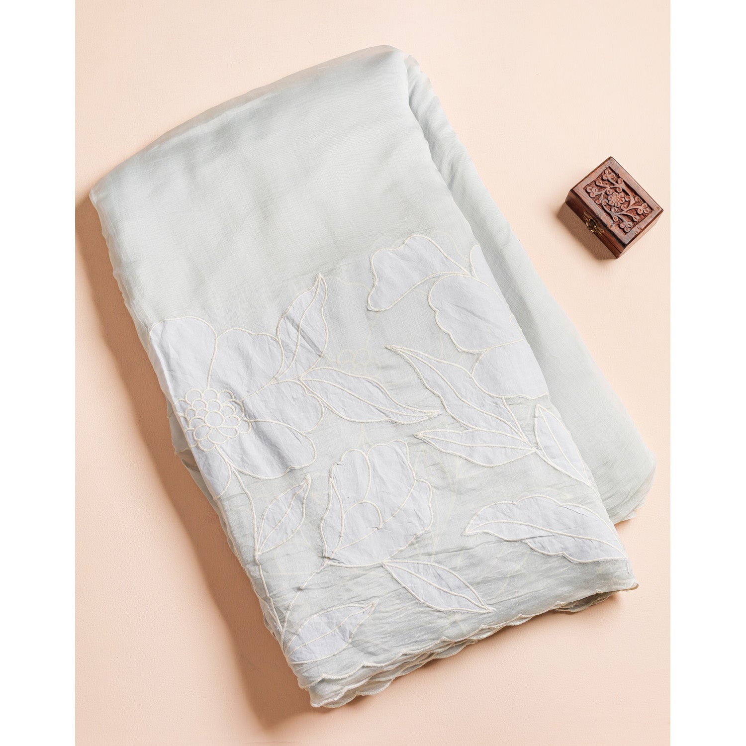PURE BANARASI MUL CHANDERI APPLIQUE WORK FABRIC