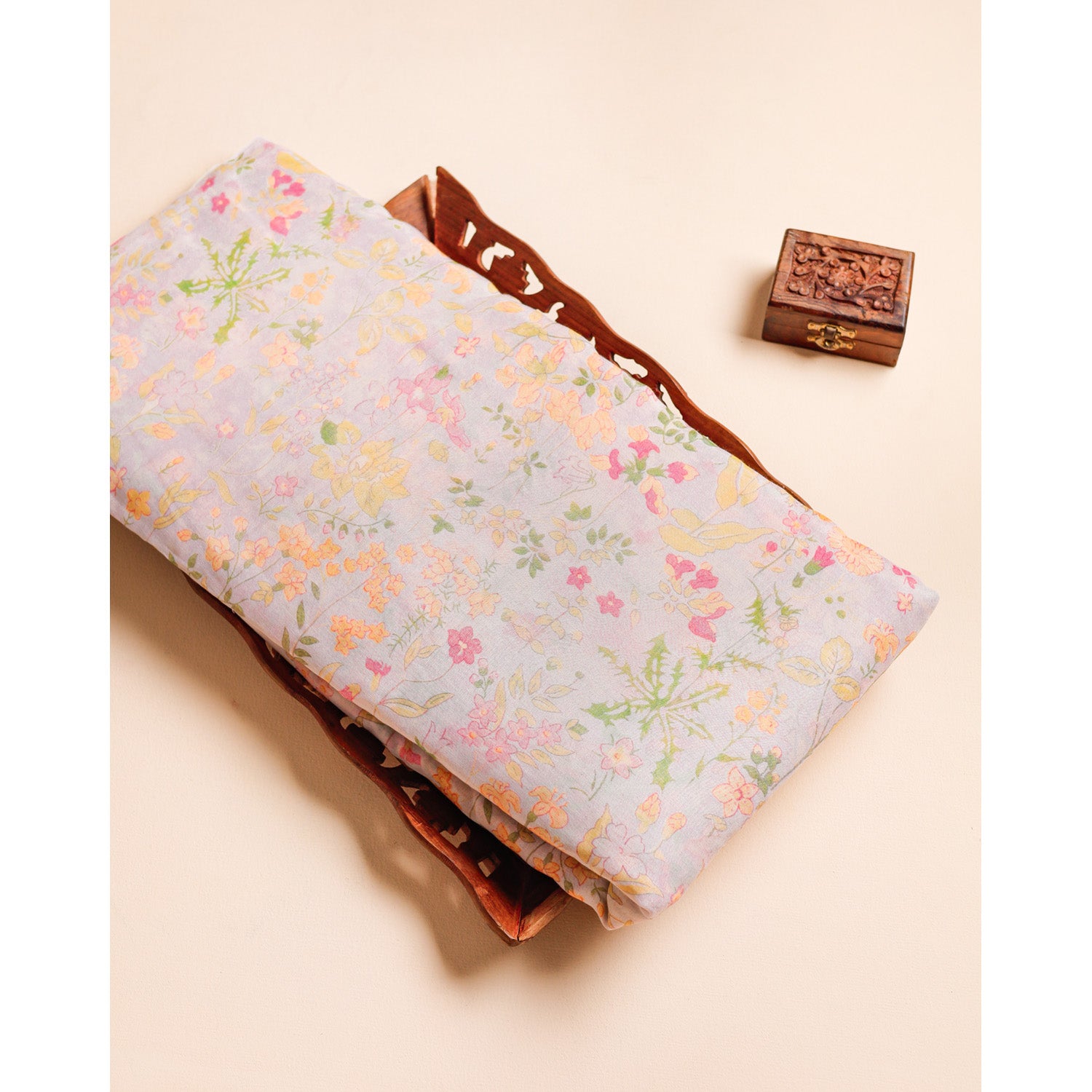 PURE BANARASI MUL CHANDERI PRINTED FABRIC
