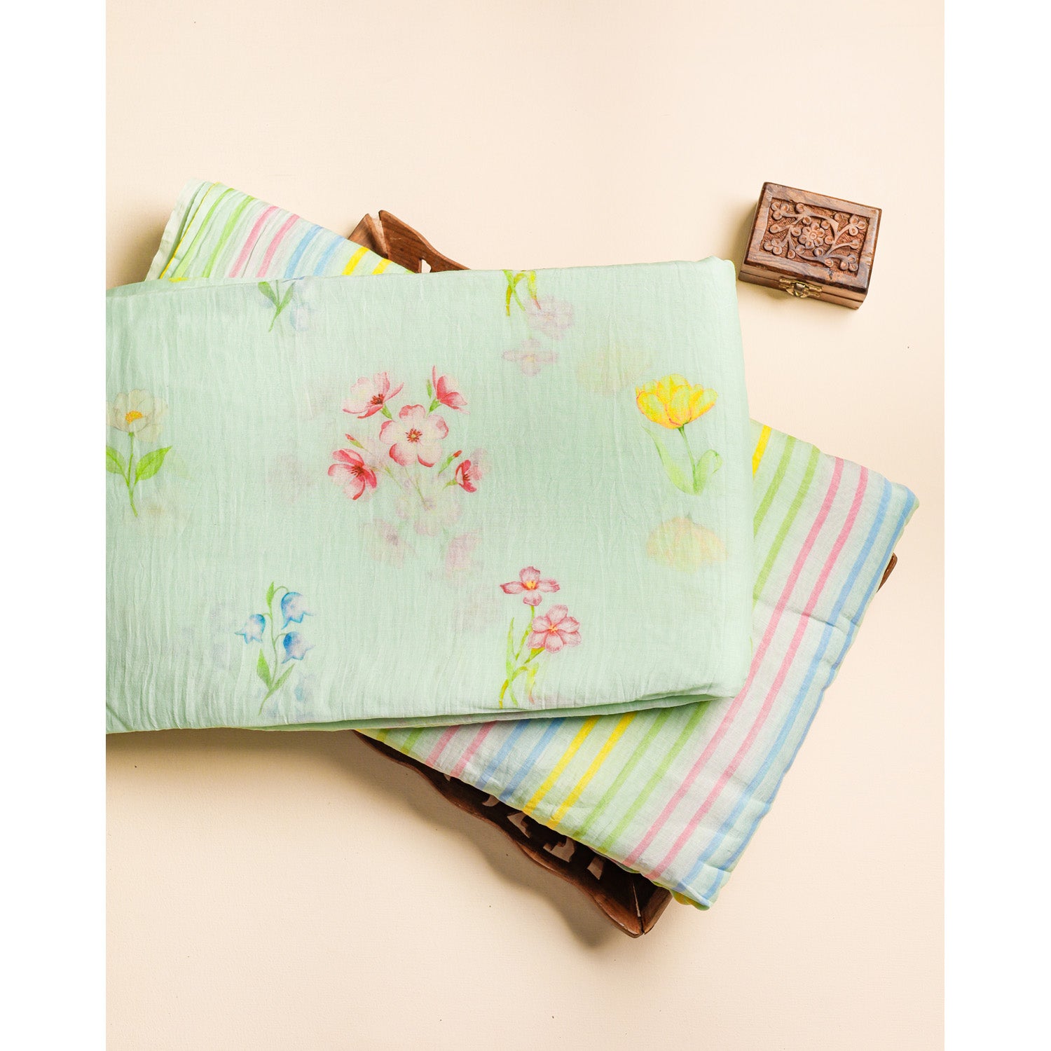 PURE BANARASI MUL CHANDERI PRINTED FABRICS