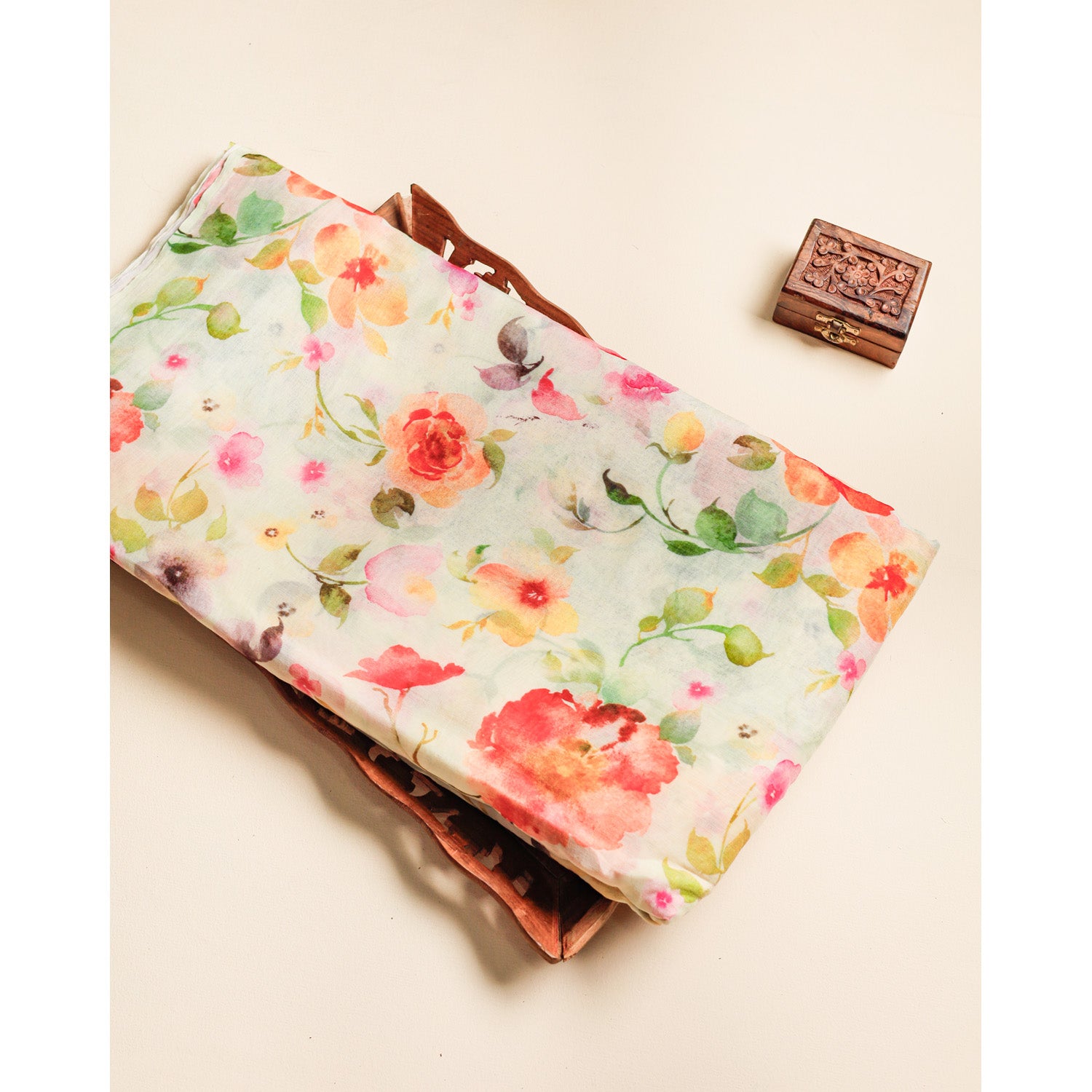 PURE BANARASI MUL CHANDERI PRINTED FABRIC