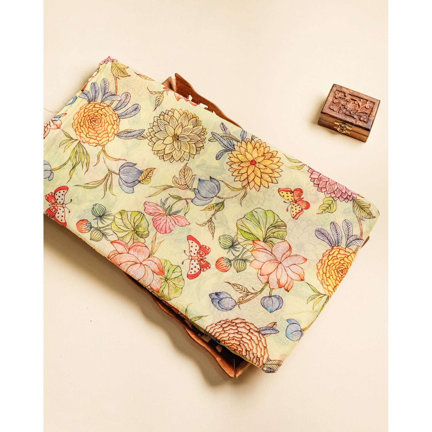 PURE BANARASI MUL CHANDERI PRINTED FABRIC