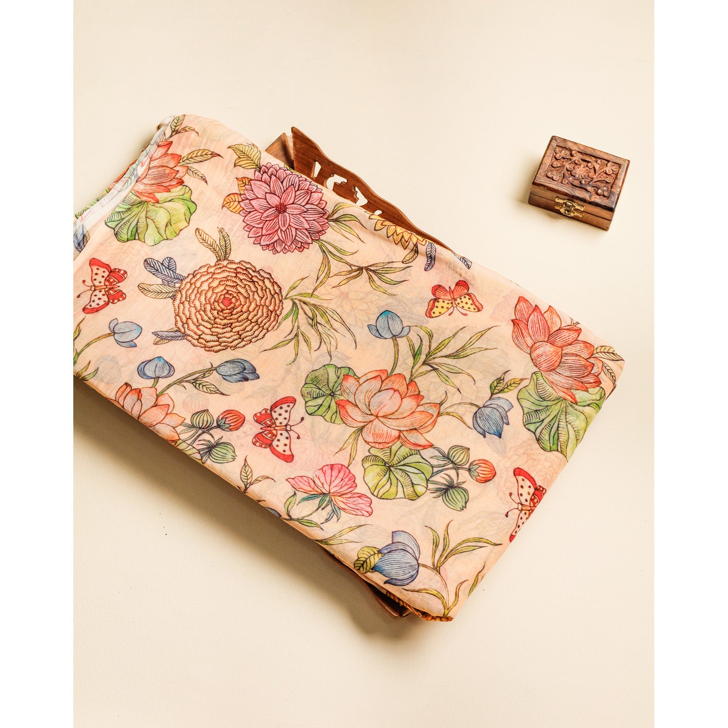 PURE BANARASI MUL CHANDERI PRINTED FABRIC