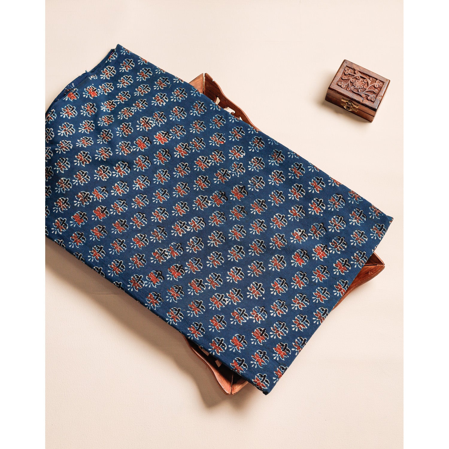 PURE COTTON BLOCK PRINTED AJRAKH FABRIC