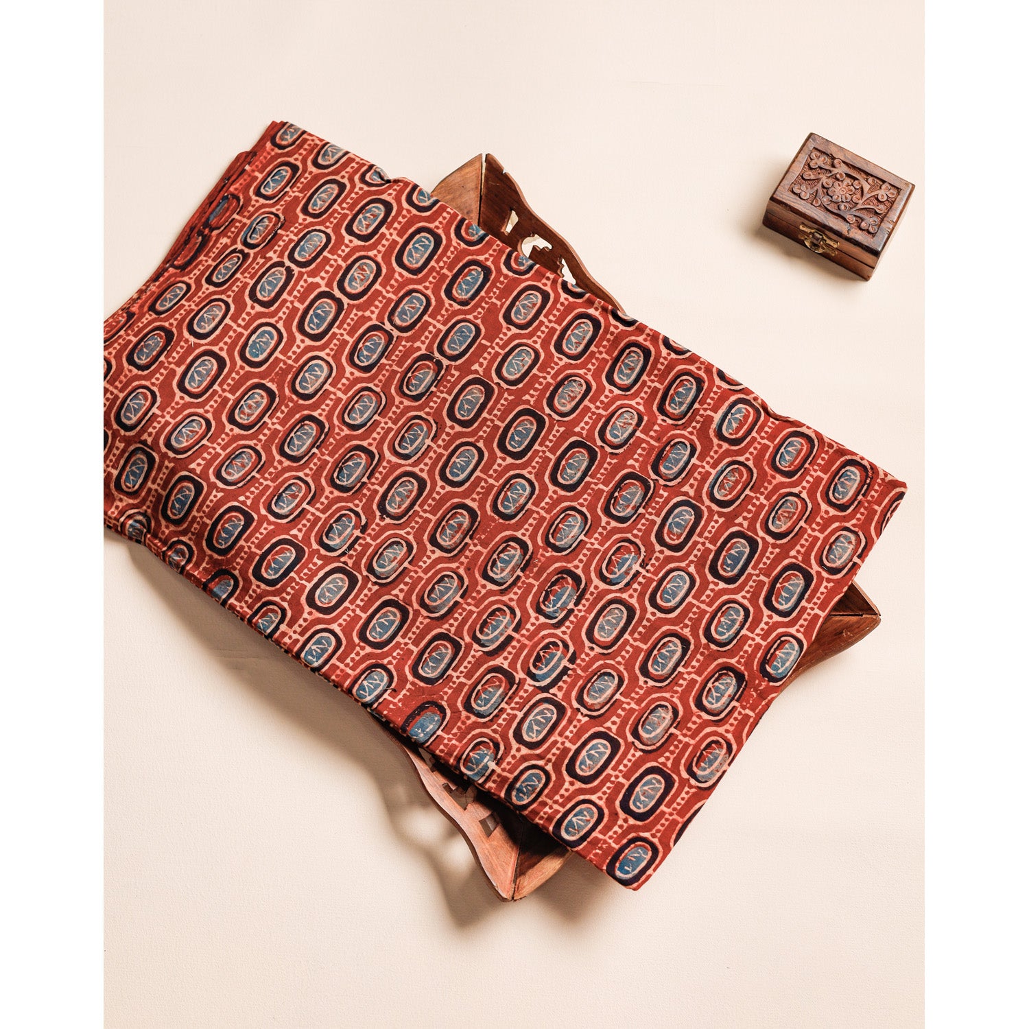 PURE COTTON BLOCK PRINTED AJRAKH FABRIC