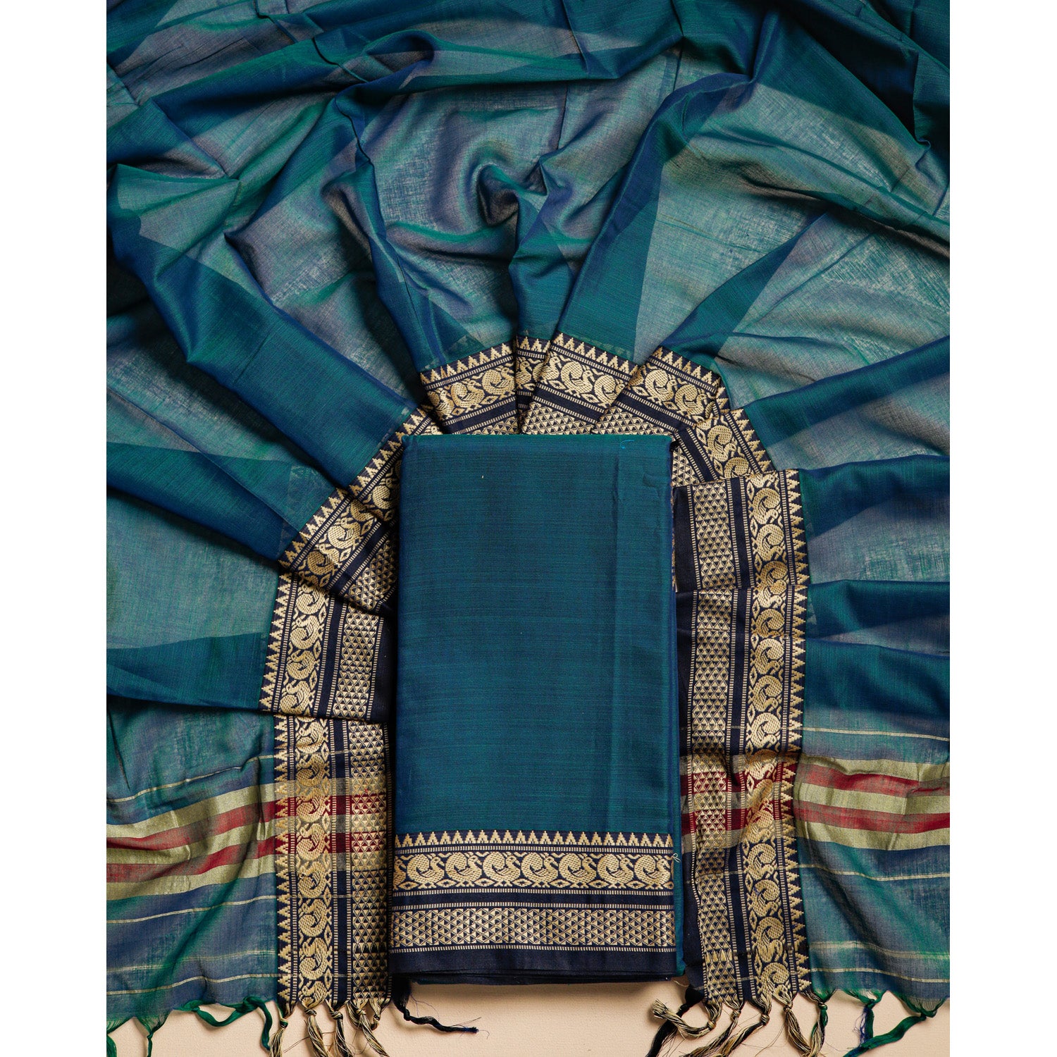 PURE MERCERIZED COTTON HANDLOOM NARAYANPET SUIT SET