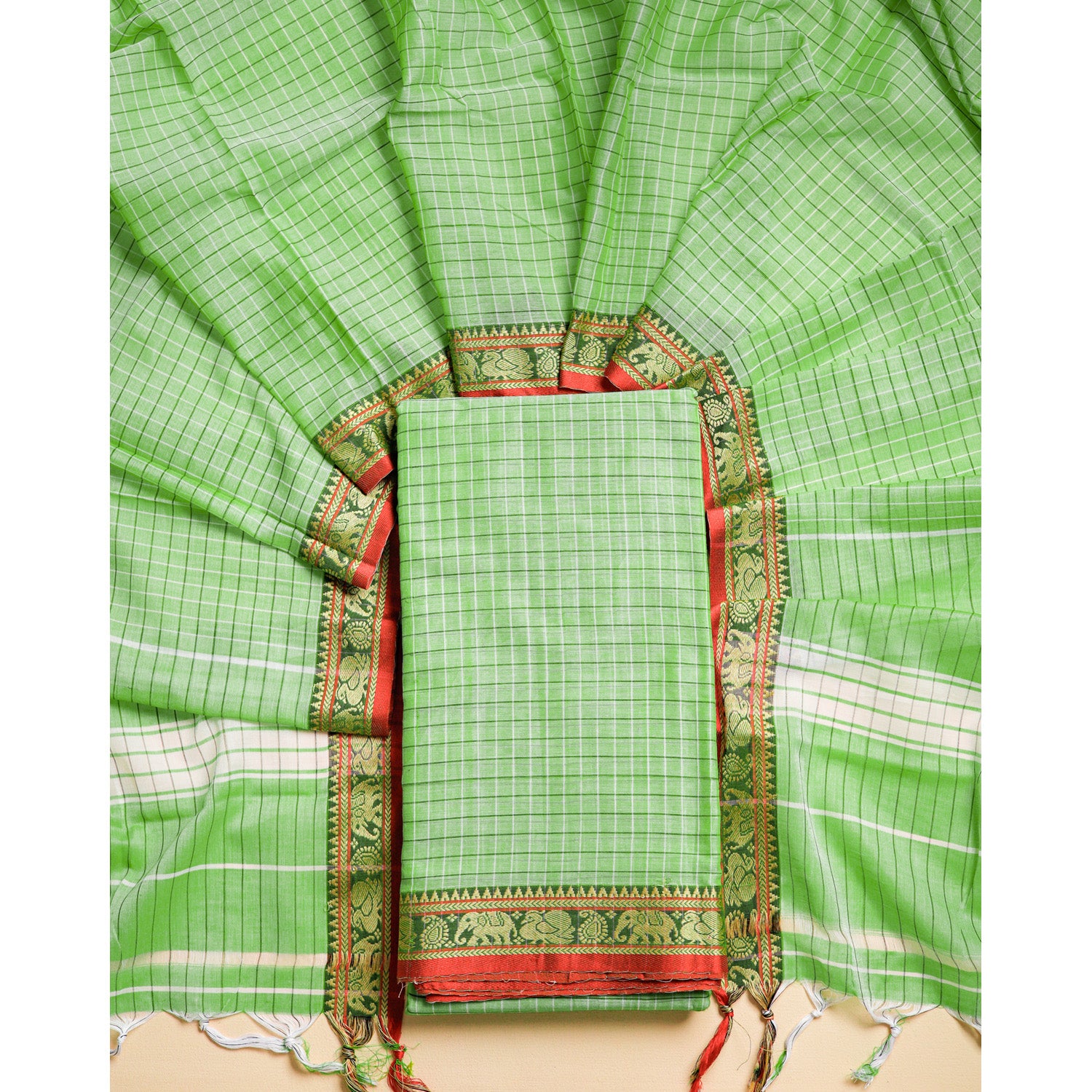 PURE MERCERIZED COTTON HANDLOOM NARAYANPET SUIT SET