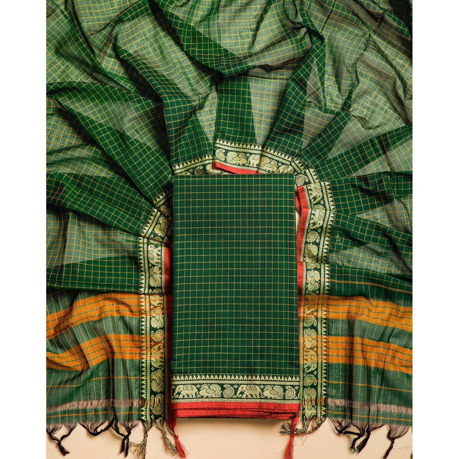 PURE MERCERIZED COTTON HANDLOOM NARAYANPET SUIT SET