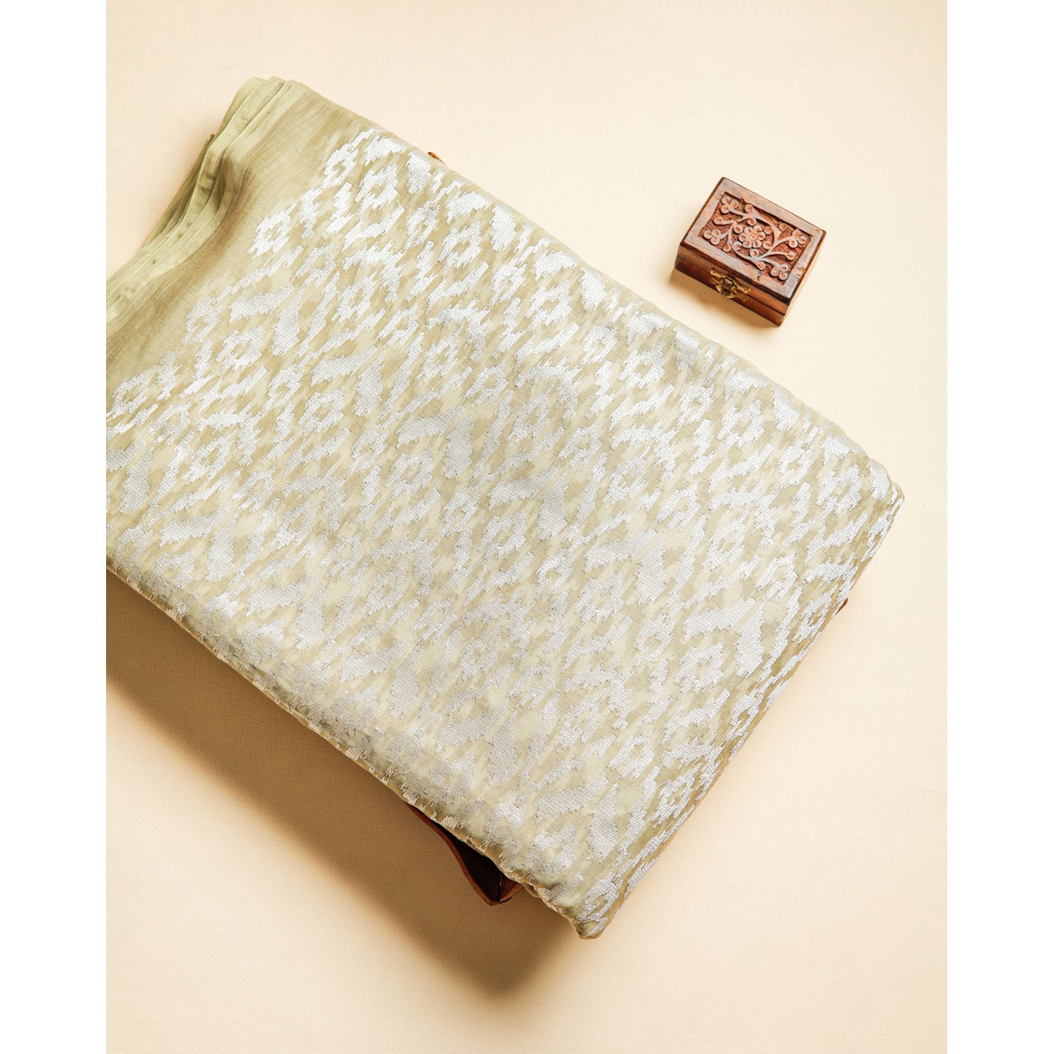 MUL CHANDERI EMBROIDERED FABRIC