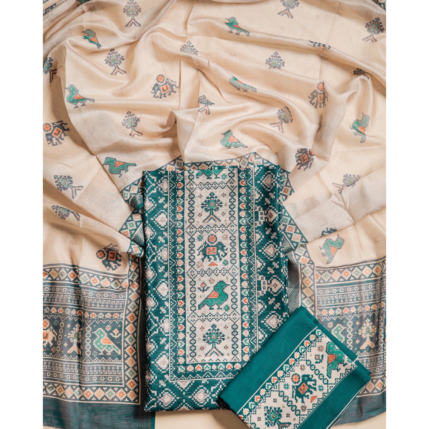 CHANDERI PRINTED SUIT SET