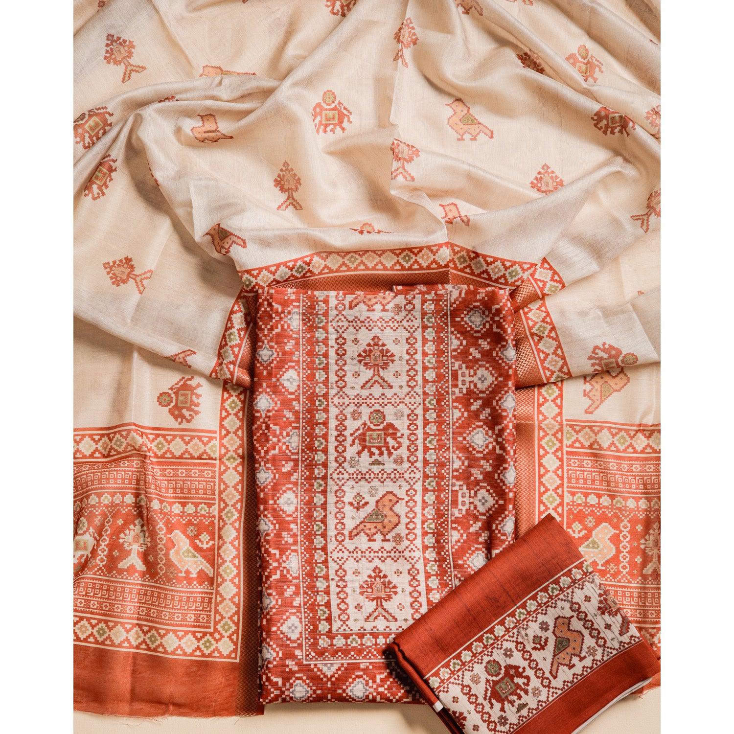 CHANDERI PRINTED SUIT SET