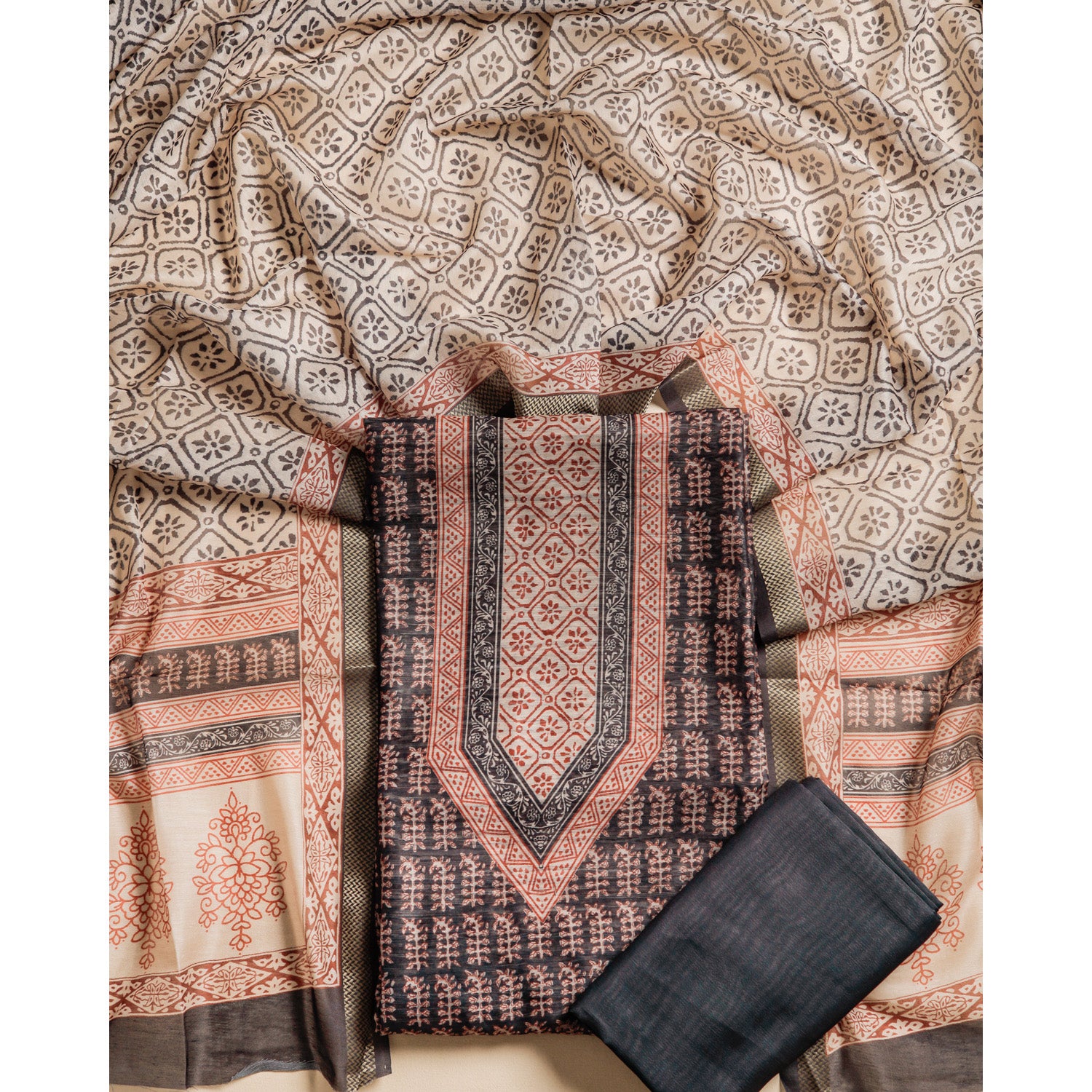 CHANDERI PRINTED SUIT SET