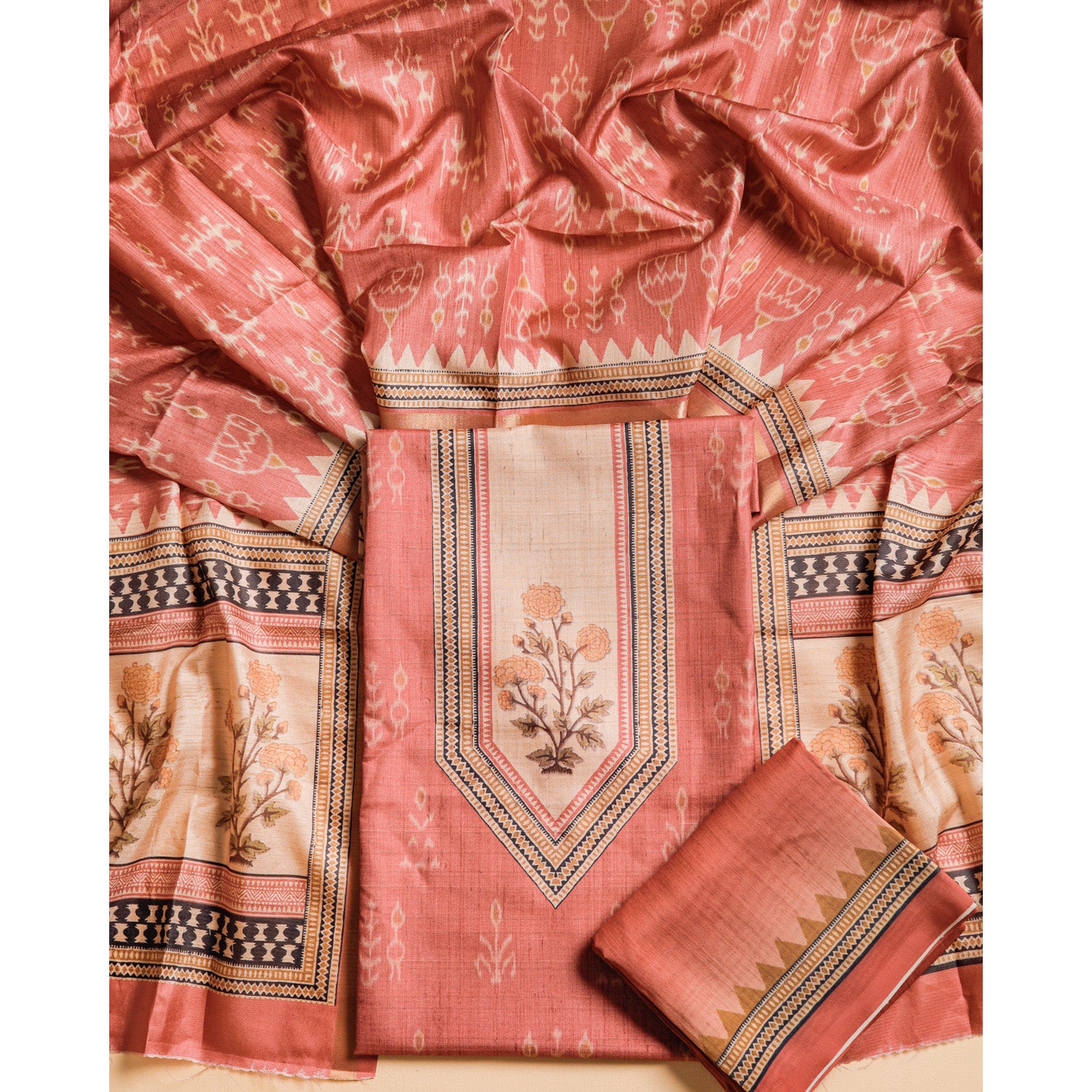 CHANDERI PRINTED SUIT SET