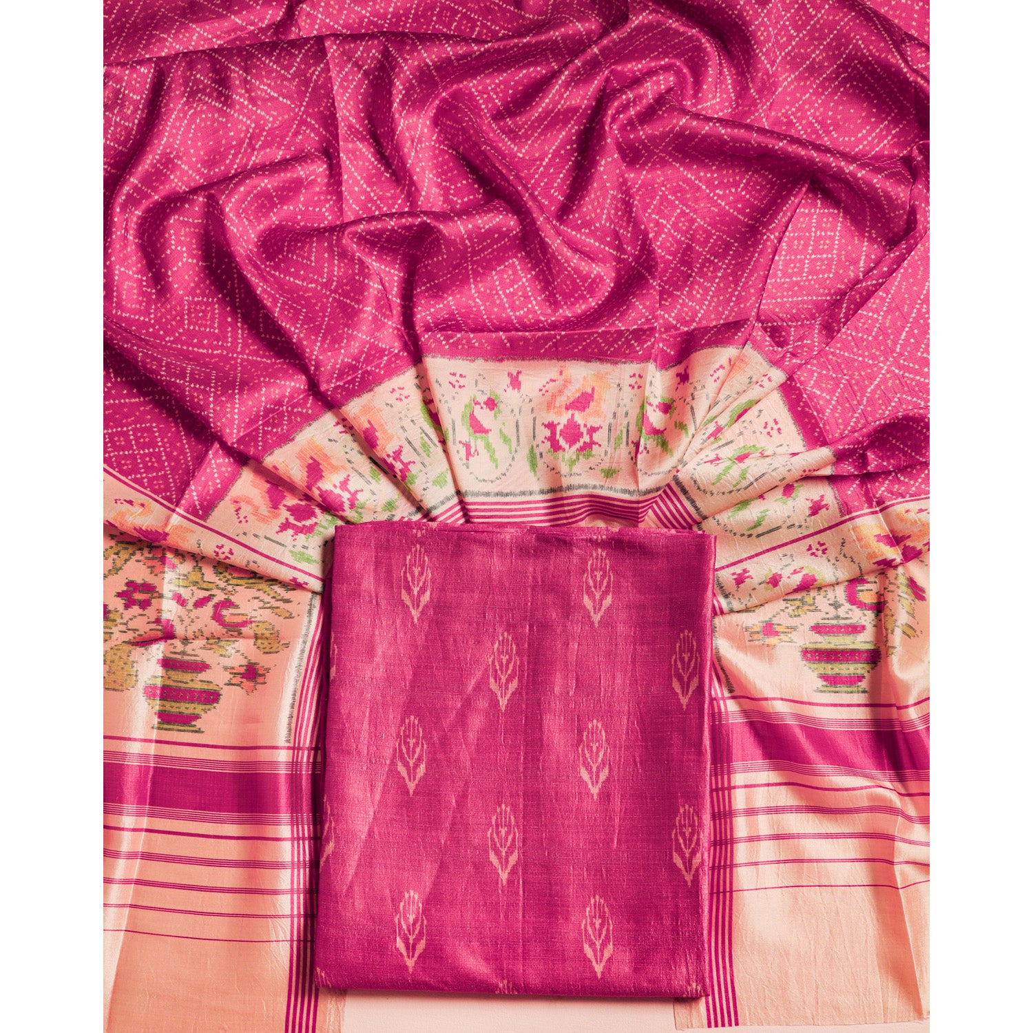 RAW SILK PRINTED SUIT SET