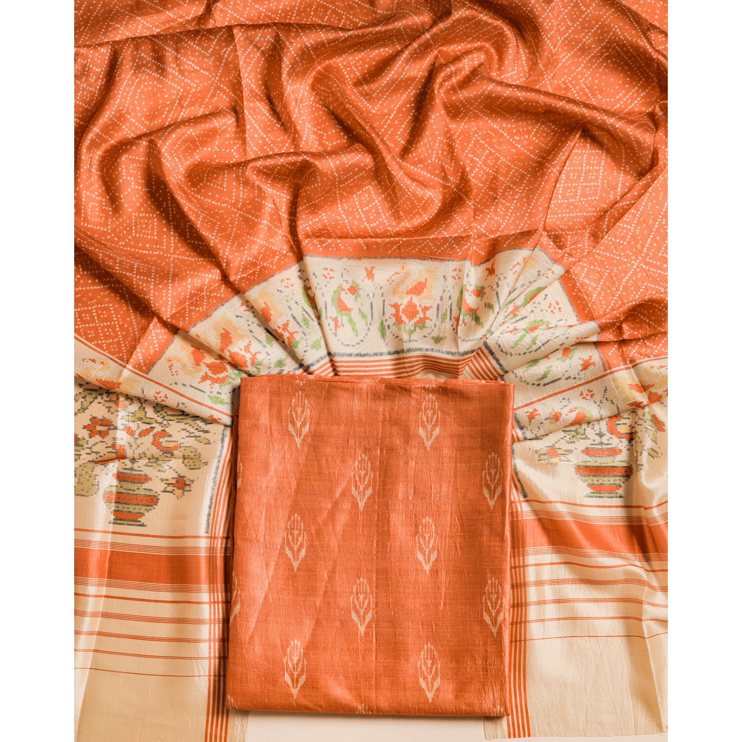 RAW SILK PRINTED SUIT SET