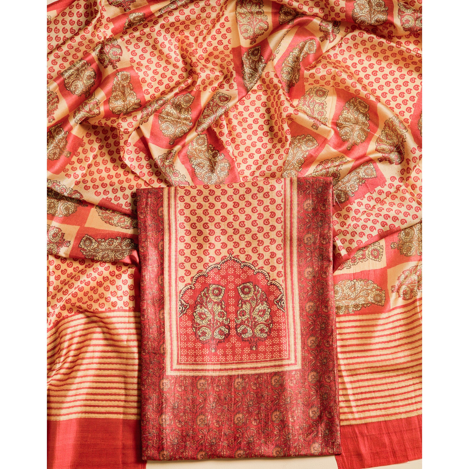 RAW SILK PRINTED SUIT SET