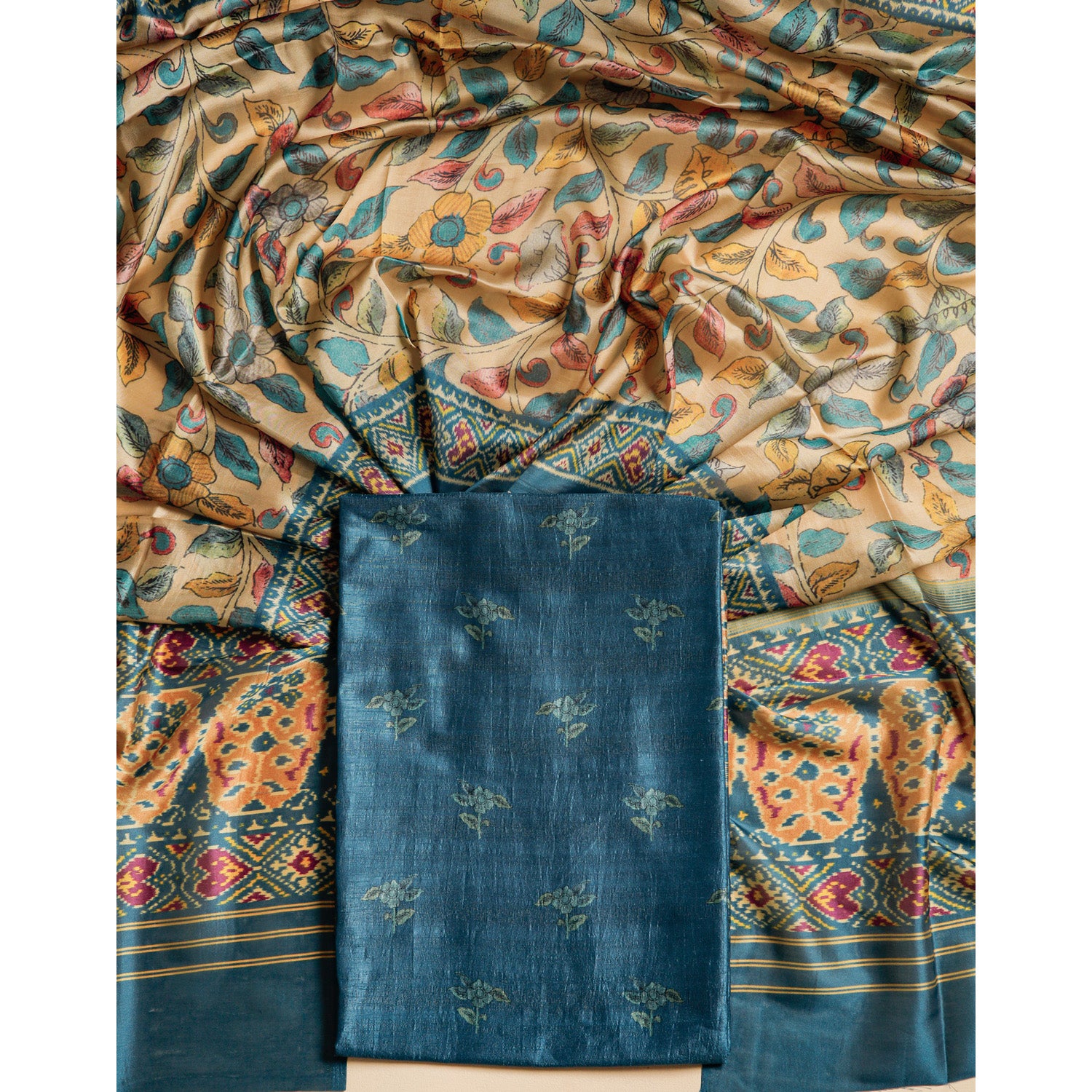 RAW SILK PRINTED SUIT SET
