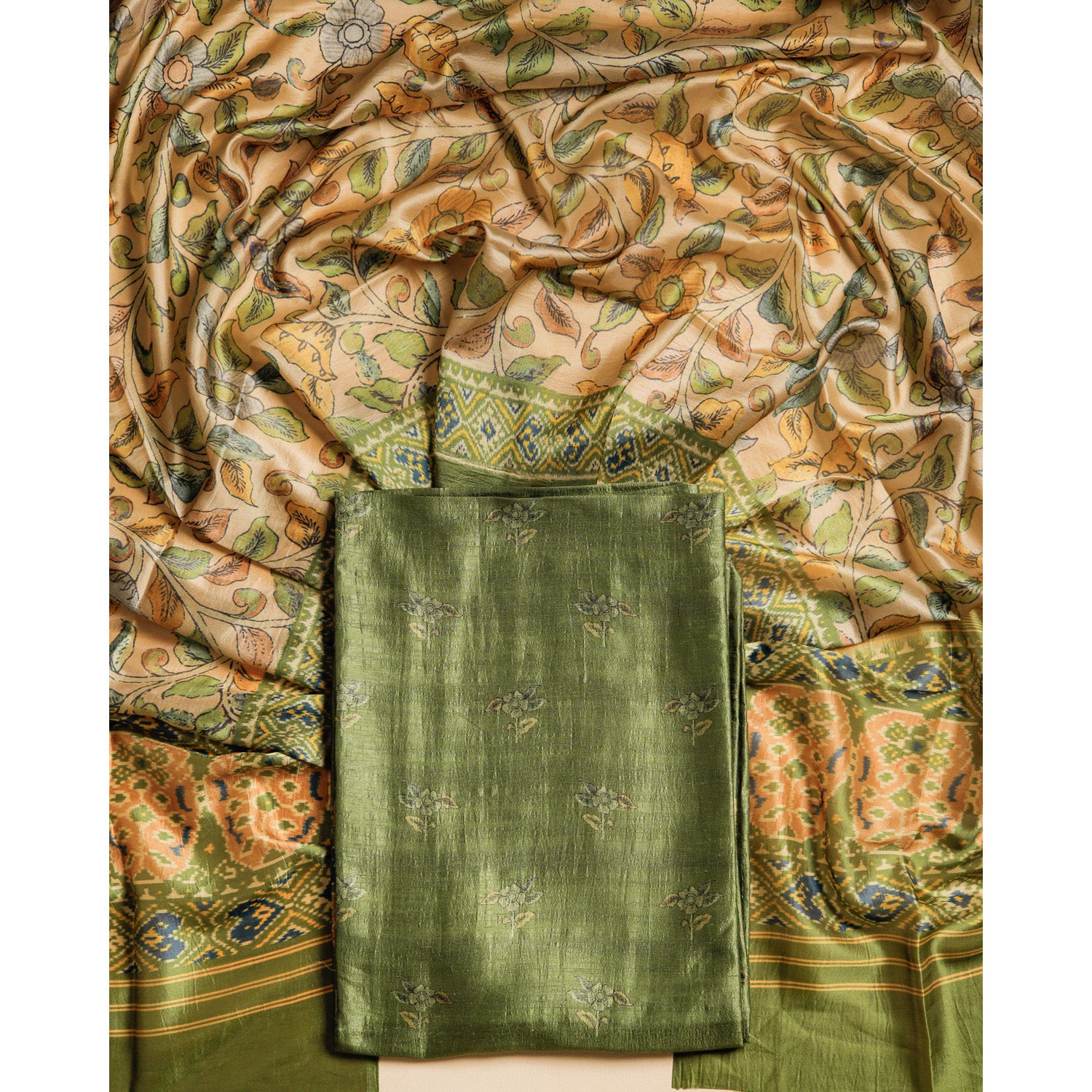 RAW SILK PRINTED SUIT SET