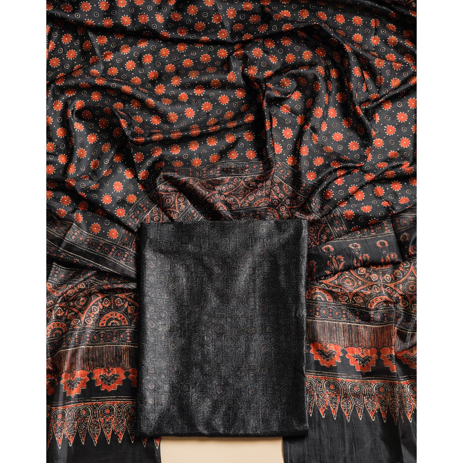 RAW SILK PRINTED SUIT SET