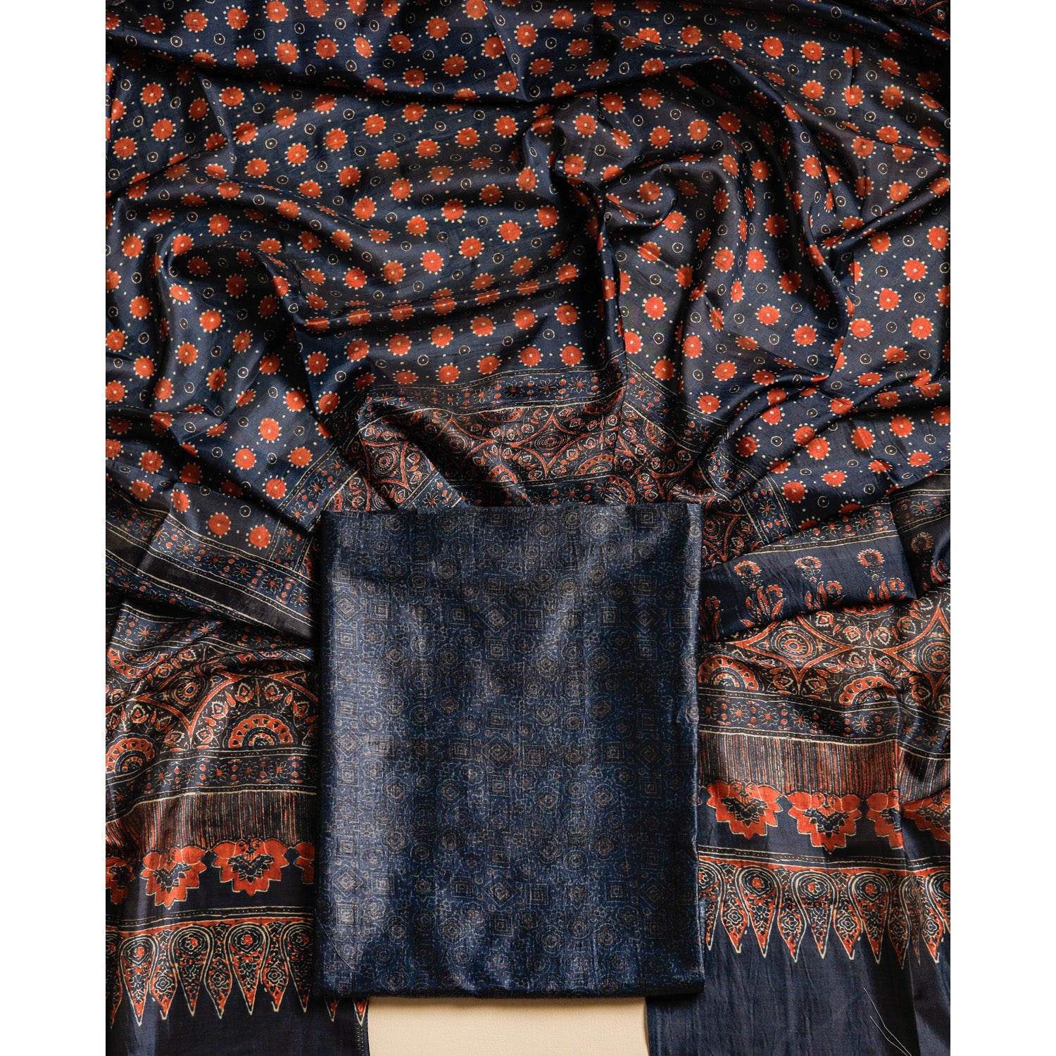 RAW SILK PRINTED SUIT SET