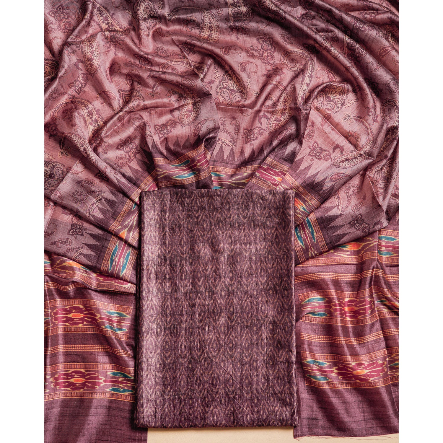 RAW SILK PRINTED SUIT SET