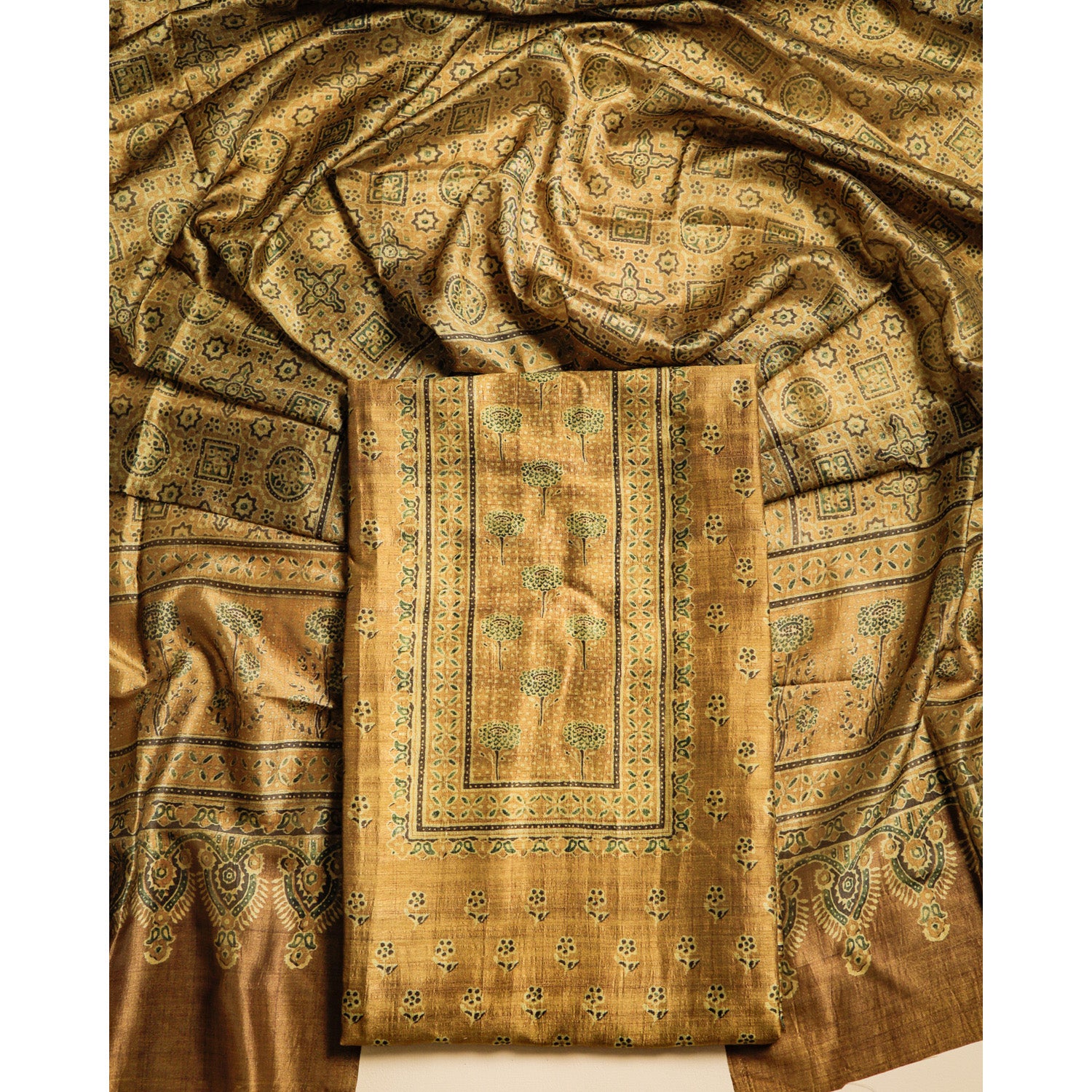 RAW SILK PRINTED SUIT SET