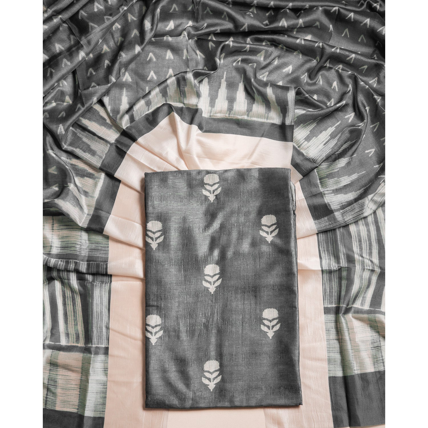 RAW SILK PRINTED SUIT SET