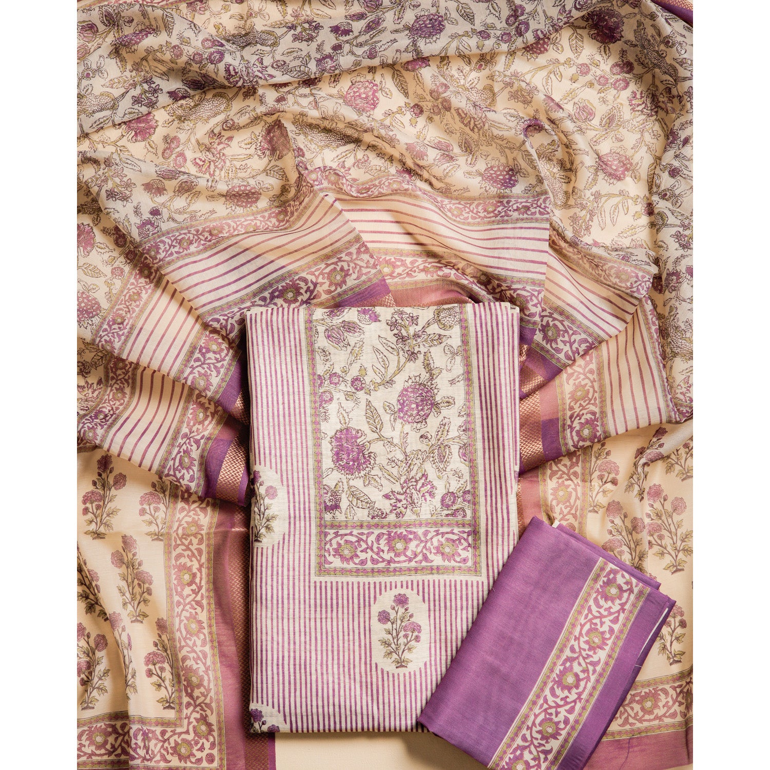 CHANDERI PRINTED SUIT SET