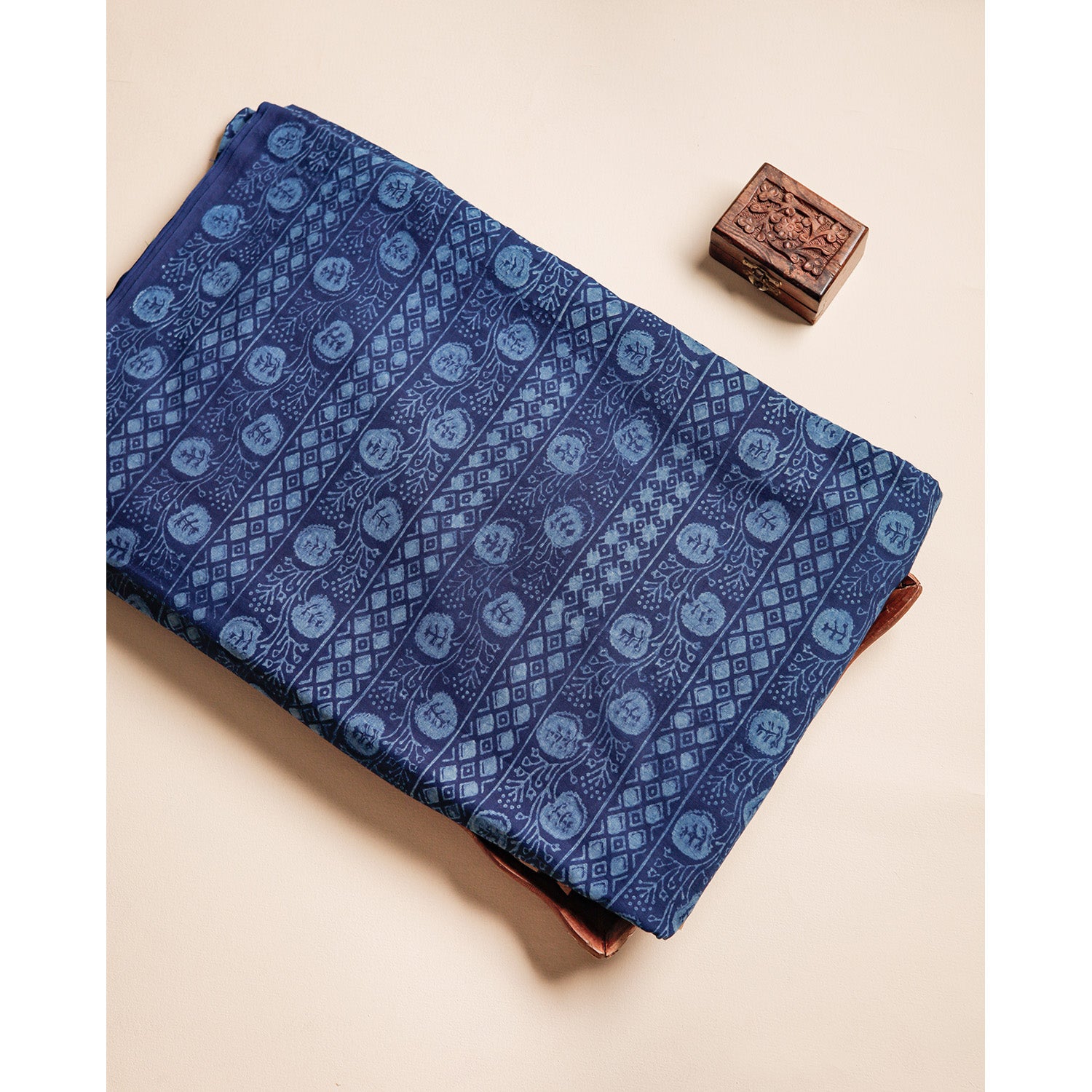 INDIGO HANDBLOCK PRINTED COTTON FABRIC