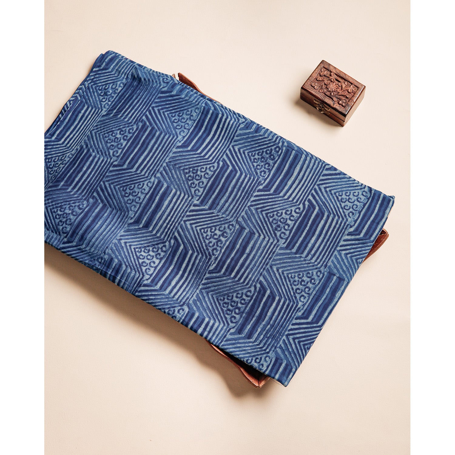 INDIGO HANDBLOCK PRINTED COTTON FABRIC
