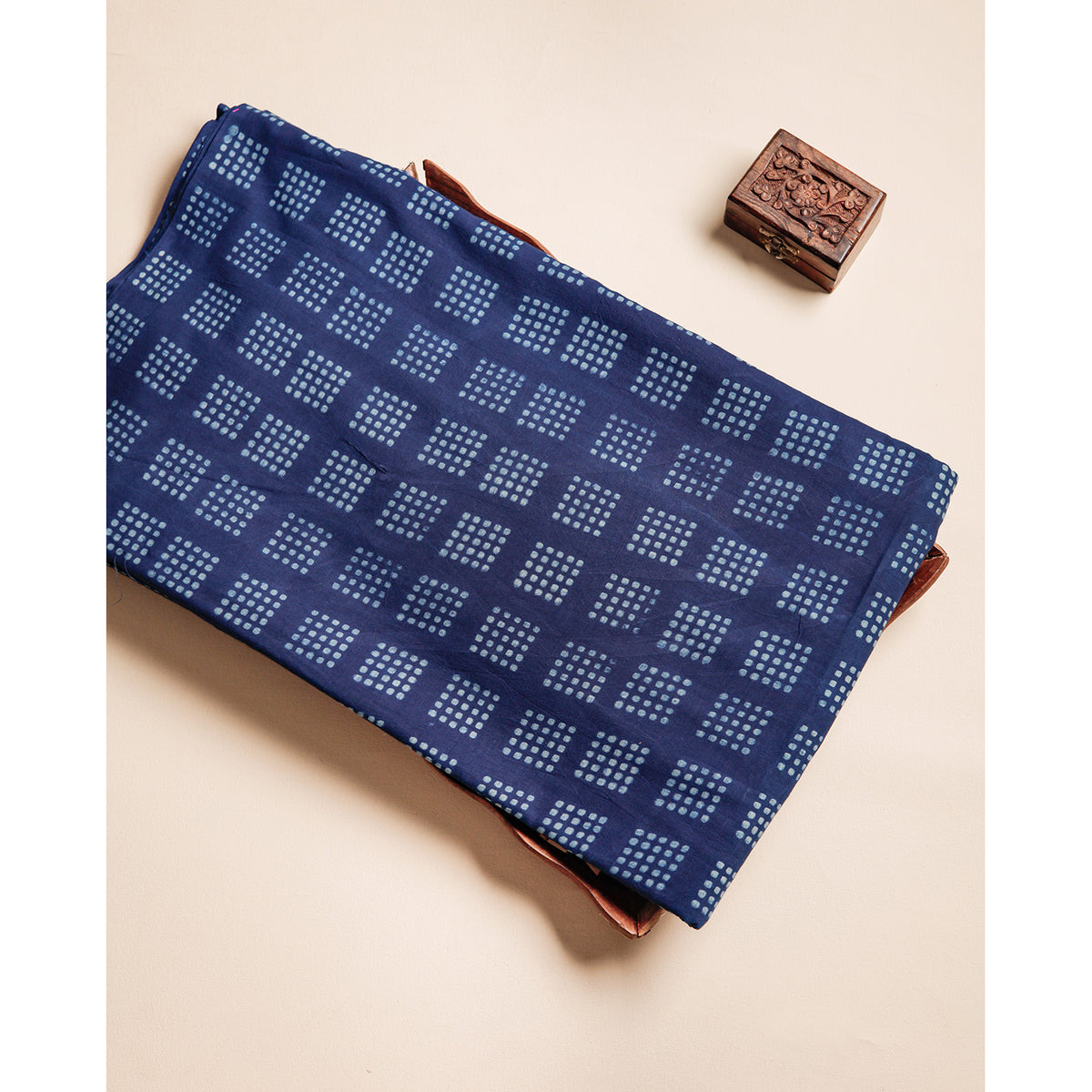 INDIGO HANDBLOCK PRINTED COTTON FABRIC