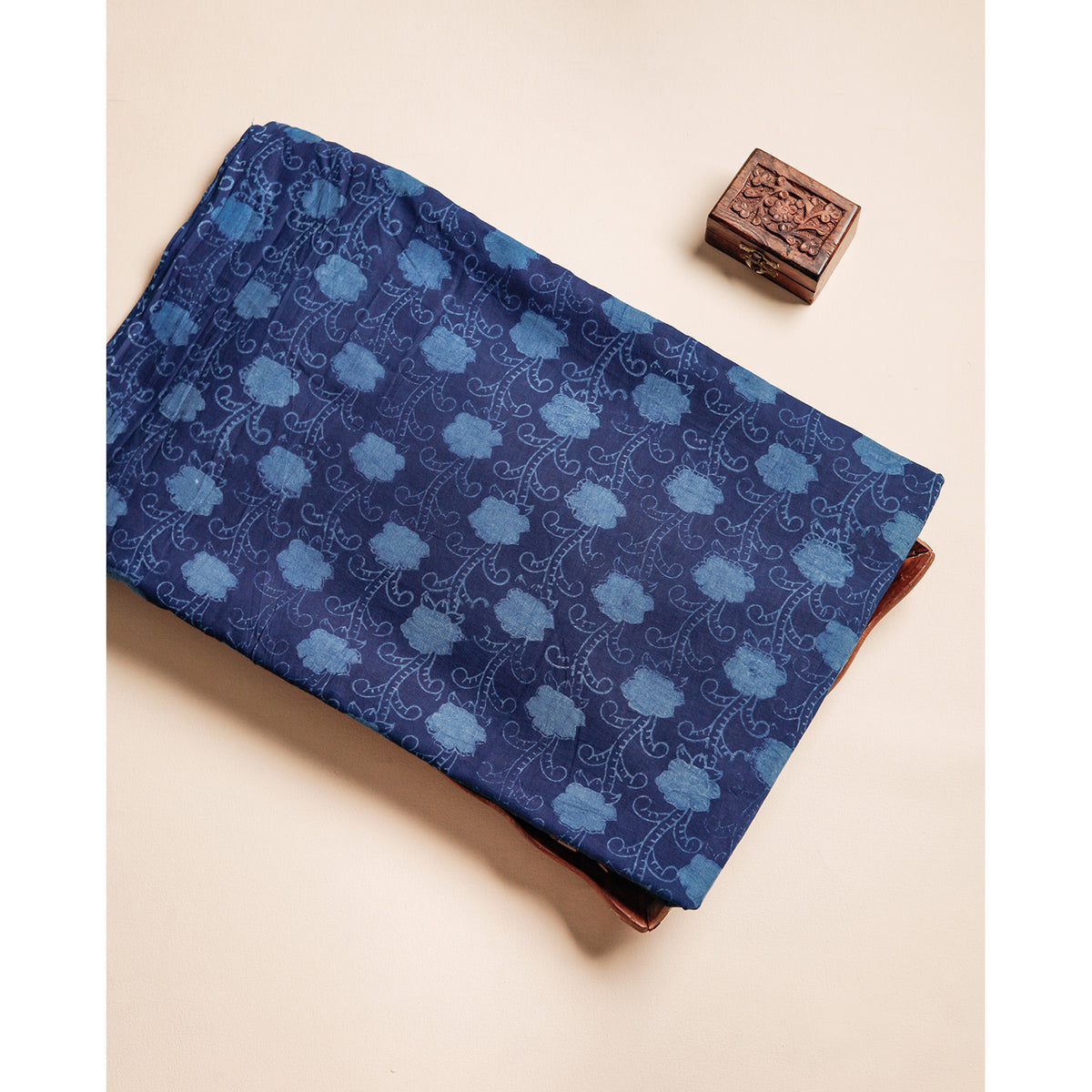 INDIGO HANDBLOCK PRINTED COTTON FABRIC