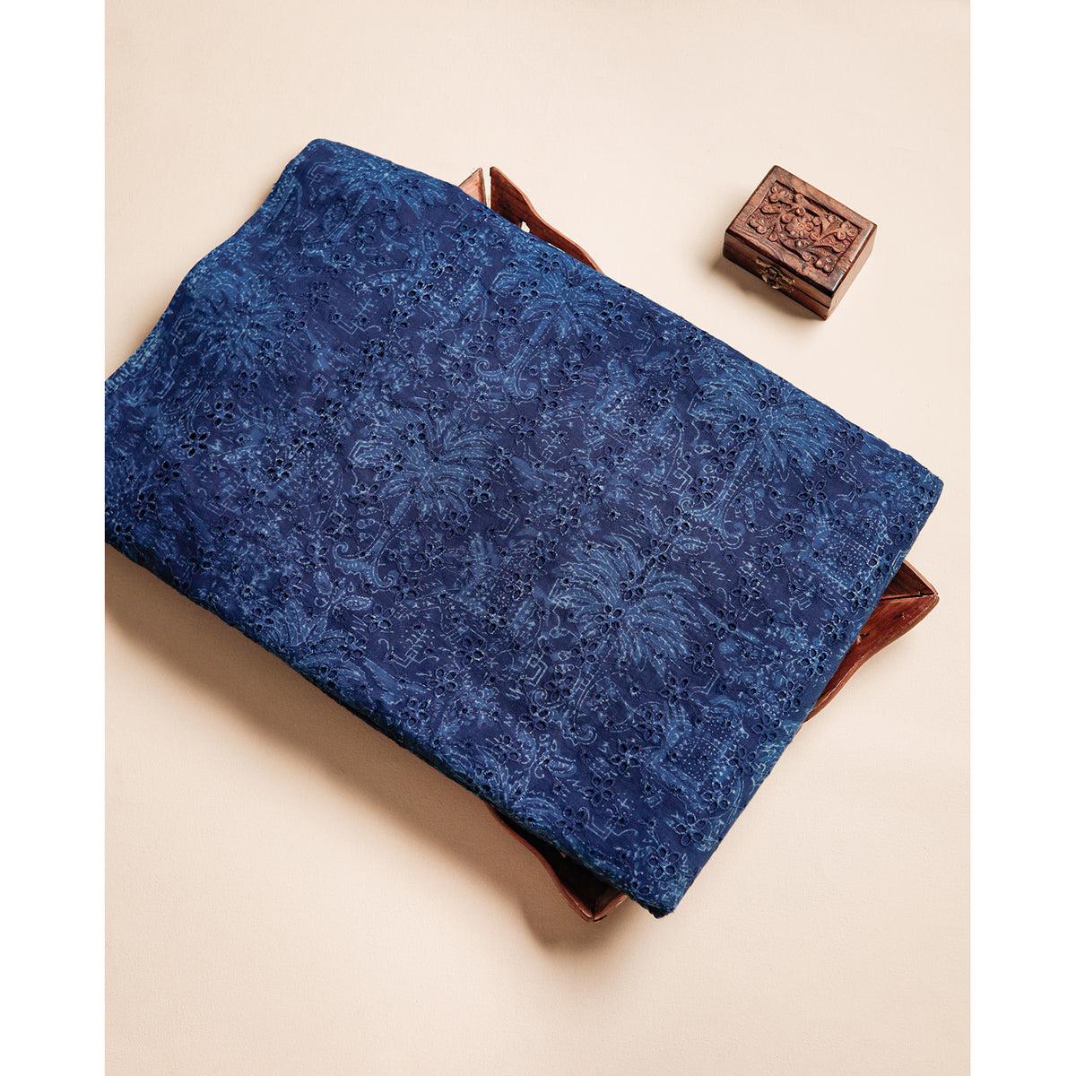 INDIGO HANDBLOCK PRINTED COTTON HAKOBA FABRIC