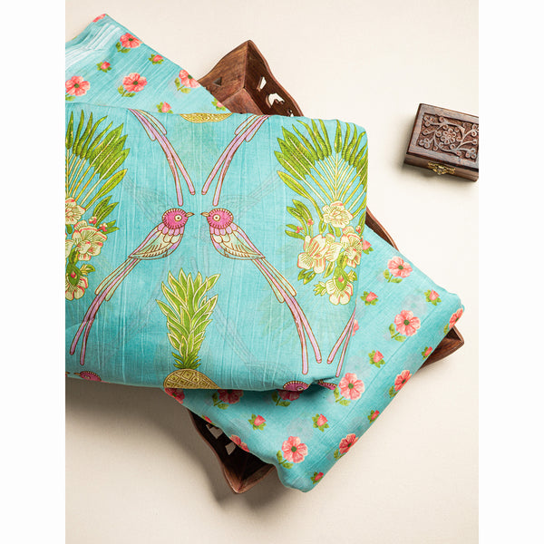 PURE MALAI CHANDERI PRINTED FABRIC