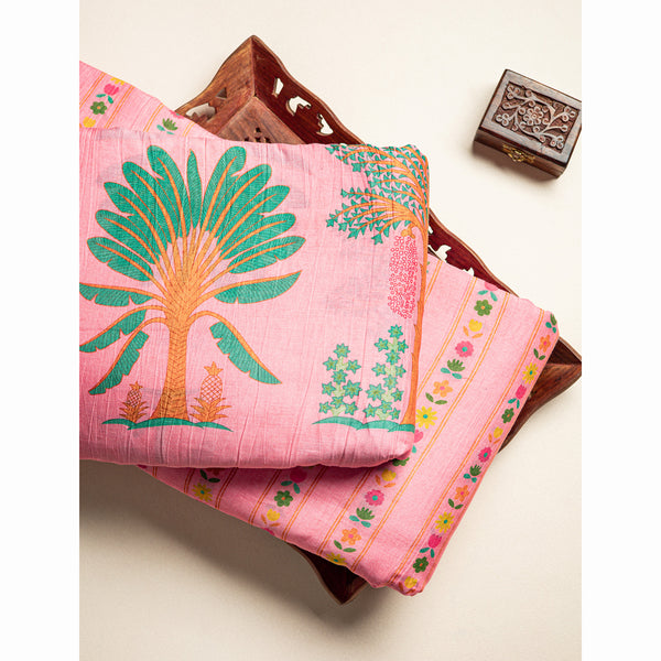 PURE MALAI CHANDERI PRINTED FABRIC