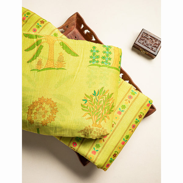 PURE MALAI CHANDERI PRINTED FABRIC