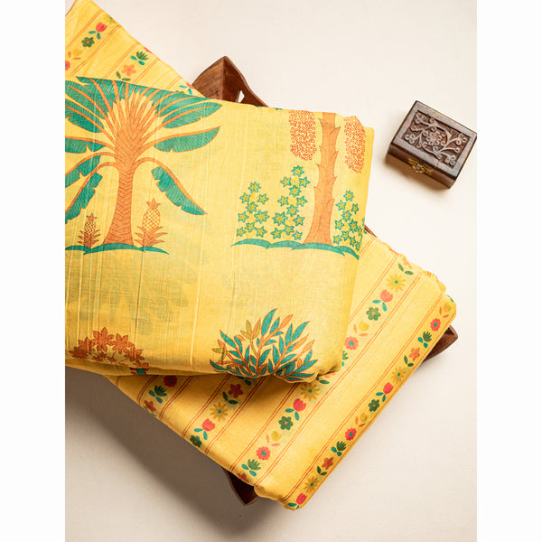 PURE MALAI CHANDERI PRINTED FABRIC