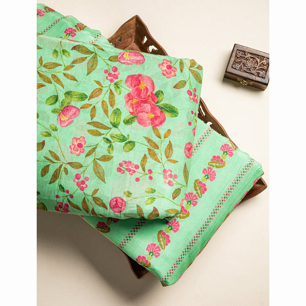 PURE MALAI CHANDERI PRINTED FABRIC