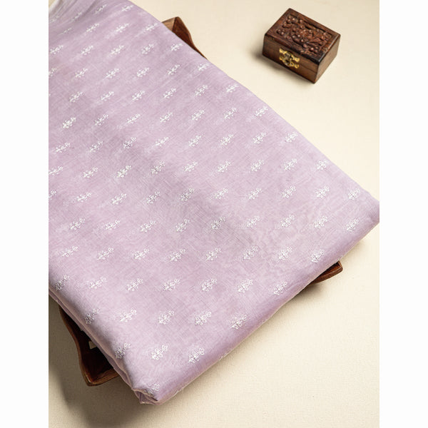PURE MALAI CHANDERI EMBROIDERED FABRIC