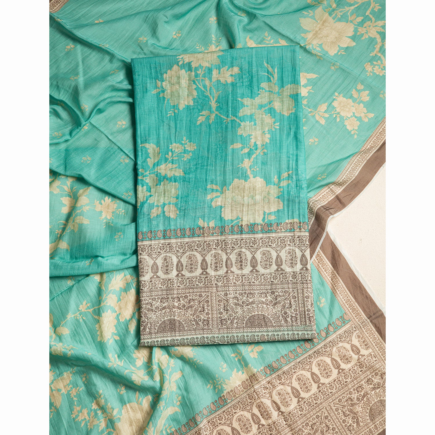 PURE MALAI CHANDERI SUIT SET