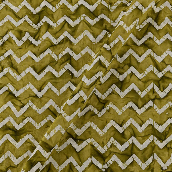 Cotton Dabu Batik Mehendi Green Colour Chevron Print Fabric Online M2162BF1